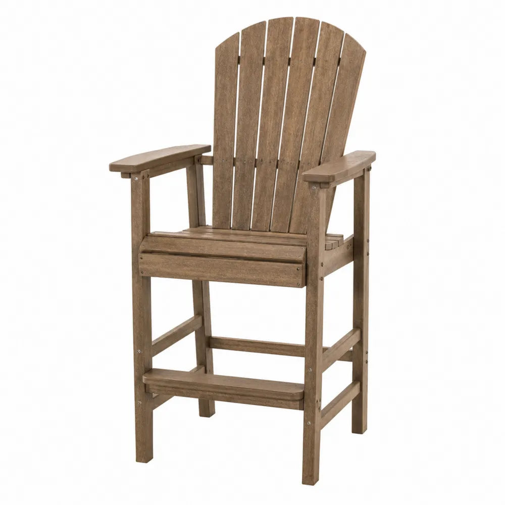 Silla alta de madera sintética marrón para exteriores 120x50x50 cm