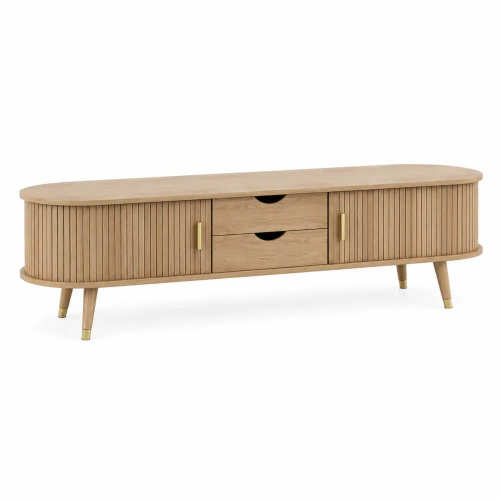 Mueble de madera para TV con 2 cajones y 2 puertas 180x40x45 cm