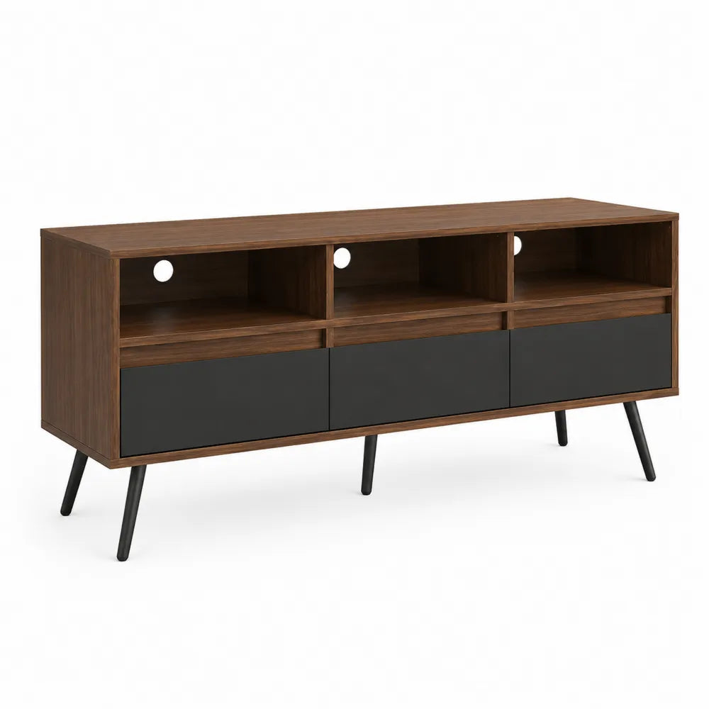 Mueble para TV de madera MDF con puertas negras 150 cm
