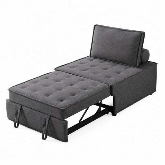 Sofá cama individual gris oscuro poliéster espuma metal