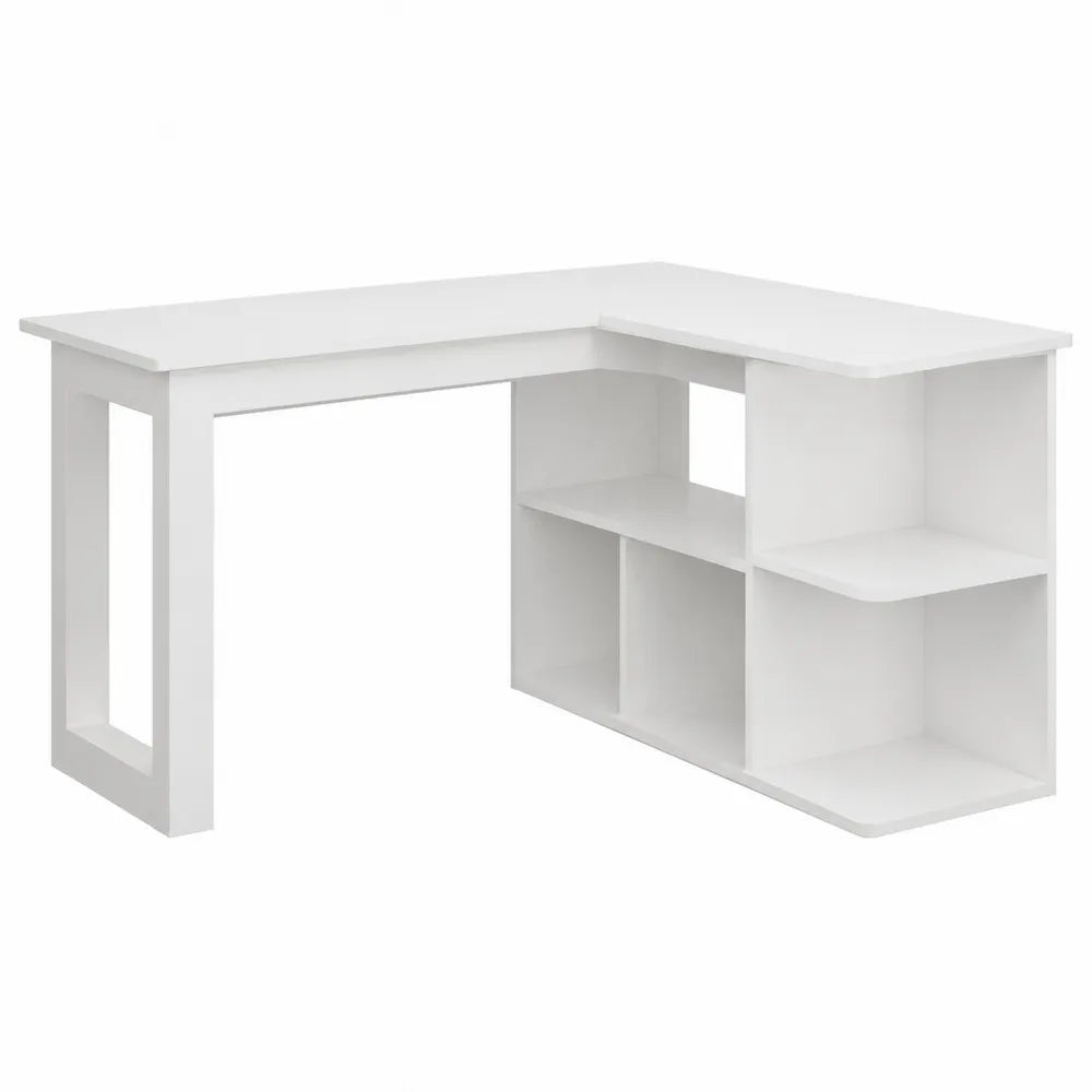 Mesa de esquina blanca de MDF con estantes 140 cm x 120 cm
