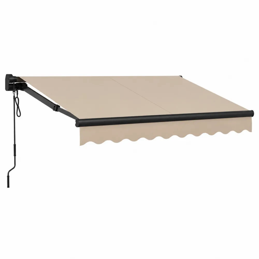 Toldo manual retráctil beige 3x2.5m poliéster estructura acero