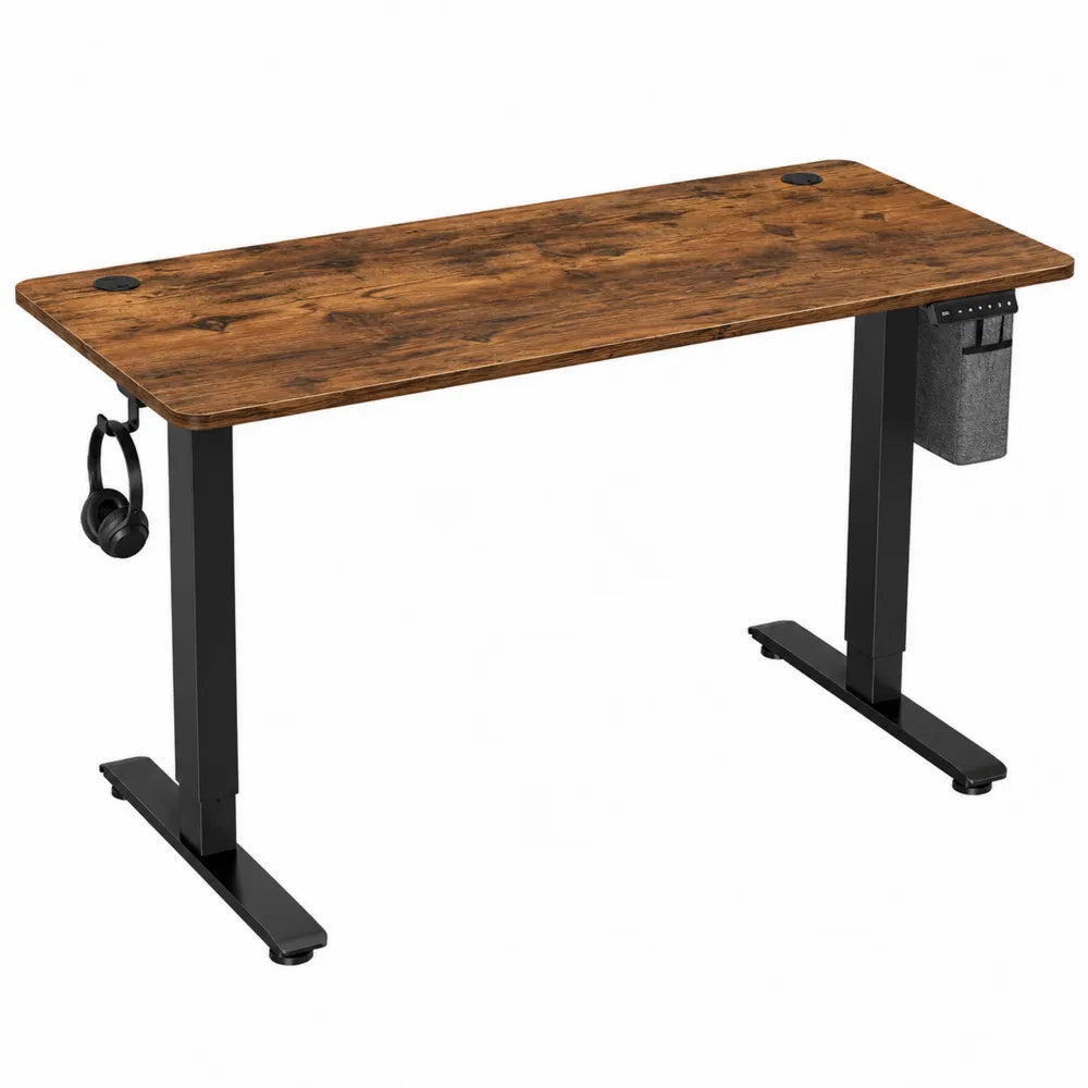 Escritorio Ajustable Eléctrico de Madera y Metal Negro 120x60cm