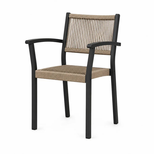 Silla de aluminio con cuerda sintética negras y beige