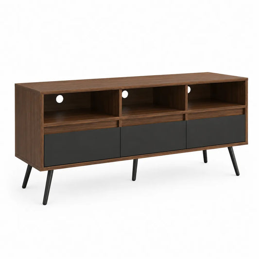 Mueble para TV de madera MDF con puertas negras 150 cm