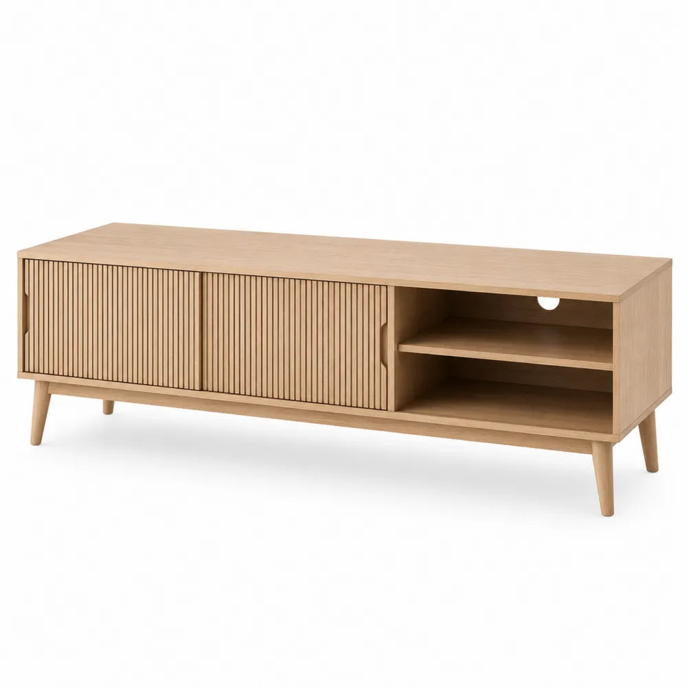 Mesa de TV de MDF con chapa de roble 150x40x50 cm