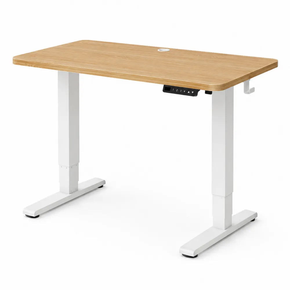 Mesa ajustable en altura eléctrica de madera MDF y acero 120x60 cm marrón/blanco