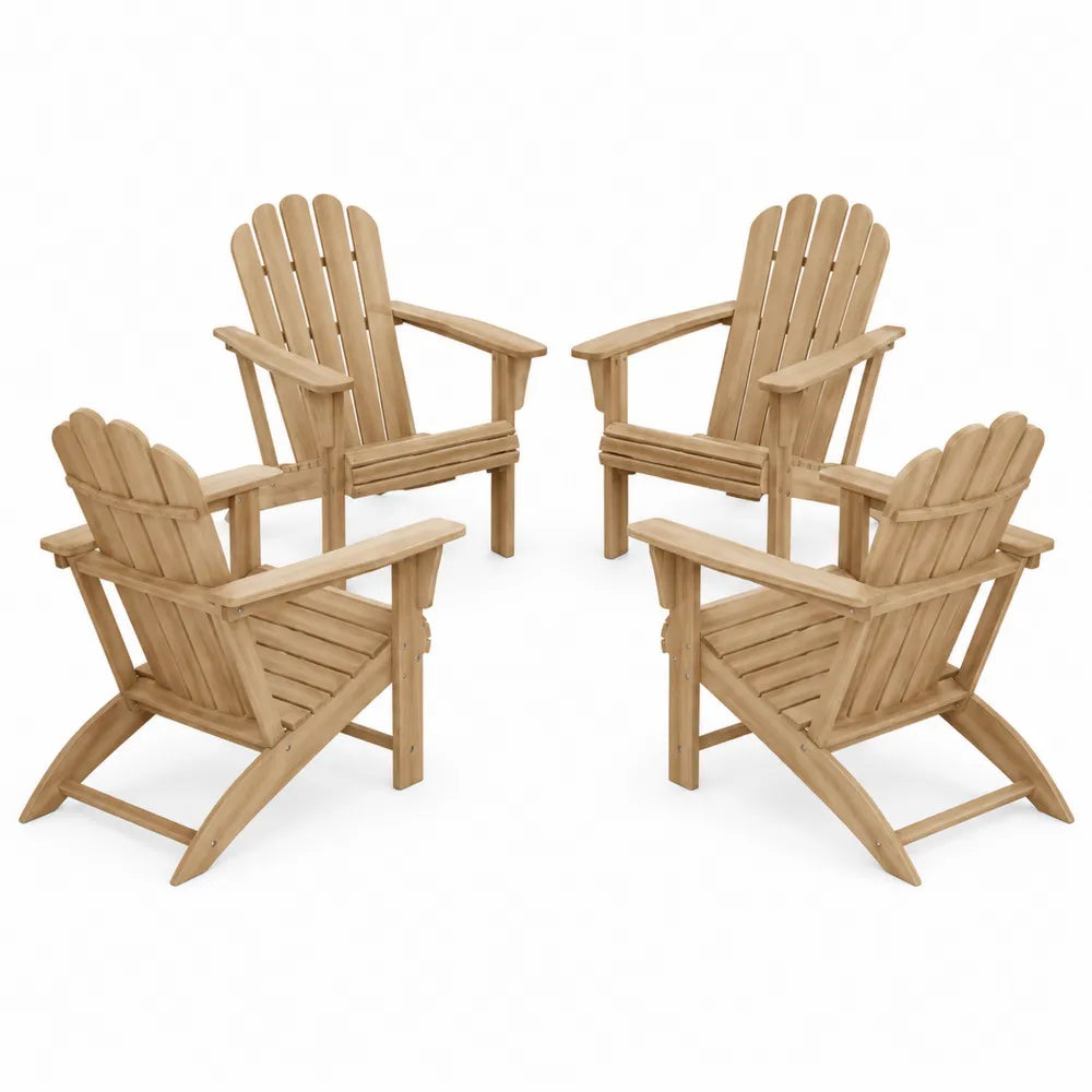 Conjunto de 4 sillas Adirondack de madera de acacia natural